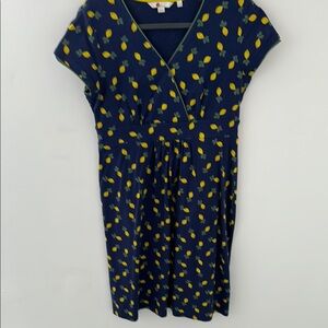 Navy Blue Lemon Print Dress